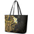 New Zealand Tuatara Plumeria Leather Tote Bag Maori Gold Koru Tribal Tattoo