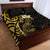 New Zealand Tuatara Plumeria Quilt Bed Set Maori Gold Koru Tribal Tattoo