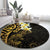 New Zealand Tuatara Plumeria Round Carpet Maori Gold Koru Tribal Tattoo