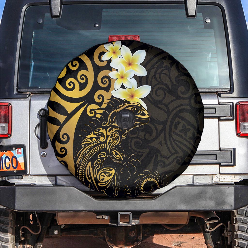 New Zealand Tuatara Plumeria Spare Tire Cover Maori Gold Koru Tribal Tattoo