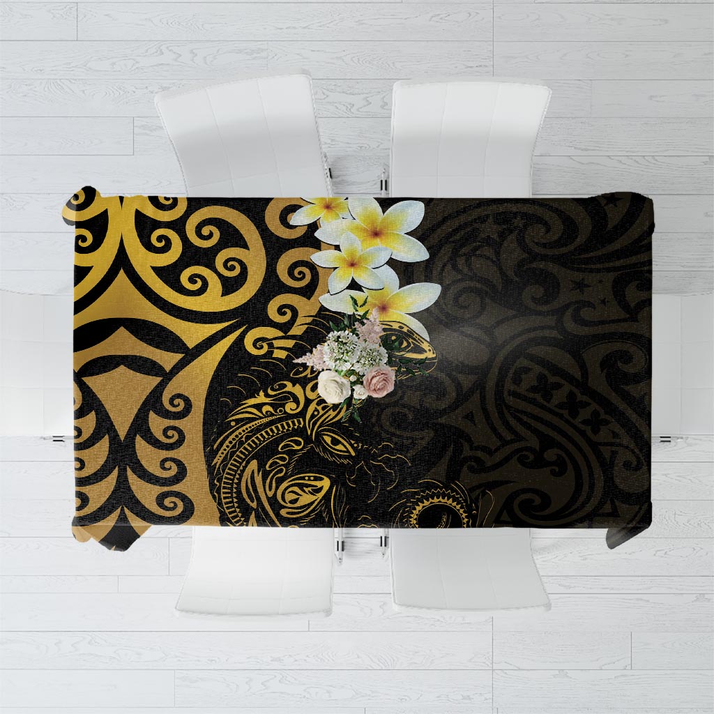 New Zealand Tuatara Plumeria Tablecloth Maori Gold Koru Tribal Tattoo LT01 Gold - Polynesian Pride