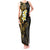 New Zealand Tuatara Plumeria Tank Maxi Dress Maori Gold Koru Tribal Tattoo