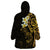 New Zealand Tuatara Plumeria Wearable Blanket Hoodie Maori Gold Koru Tribal Tattoo