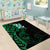 New Zealand Tuatara Plumeria Area Rug Maori Green Koru Tribal Tattoo