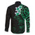 New Zealand Tuatara Plumeria Family Matching Long Sleeve Bodycon Dress and Hawaiian Shirt Maori Green Koru Tribal Tattoo