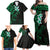 New Zealand Tuatara Plumeria Family Matching Off Shoulder Maxi Dress and Hawaiian Shirt Maori Green Koru Tribal Tattoo