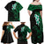 New Zealand Tuatara Plumeria Family Matching Off Shoulder Maxi Dress and Hawaiian Shirt Maori Green Koru Tribal Tattoo