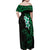 New Zealand Tuatara Plumeria Family Matching Off Shoulder Maxi Dress and Hawaiian Shirt Maori Green Koru Tribal Tattoo