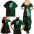 New Zealand Tuatara Plumeria Family Matching Summer Maxi Dress and Hawaiian Shirt Maori Green Koru Tribal Tattoo