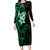 New Zealand Tuatara Plumeria Long Sleeve Bodycon Dress Maori Green Koru Tribal Tattoo