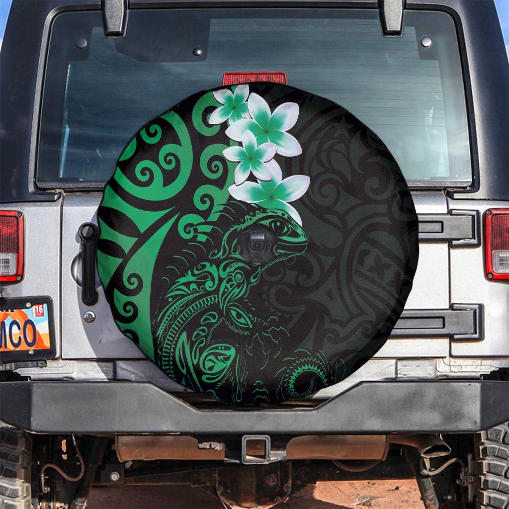 New Zealand Tuatara Plumeria Spare Tire Cover Maori Green Koru Tribal Tattoo LT01 Green - Polynesian Pride
