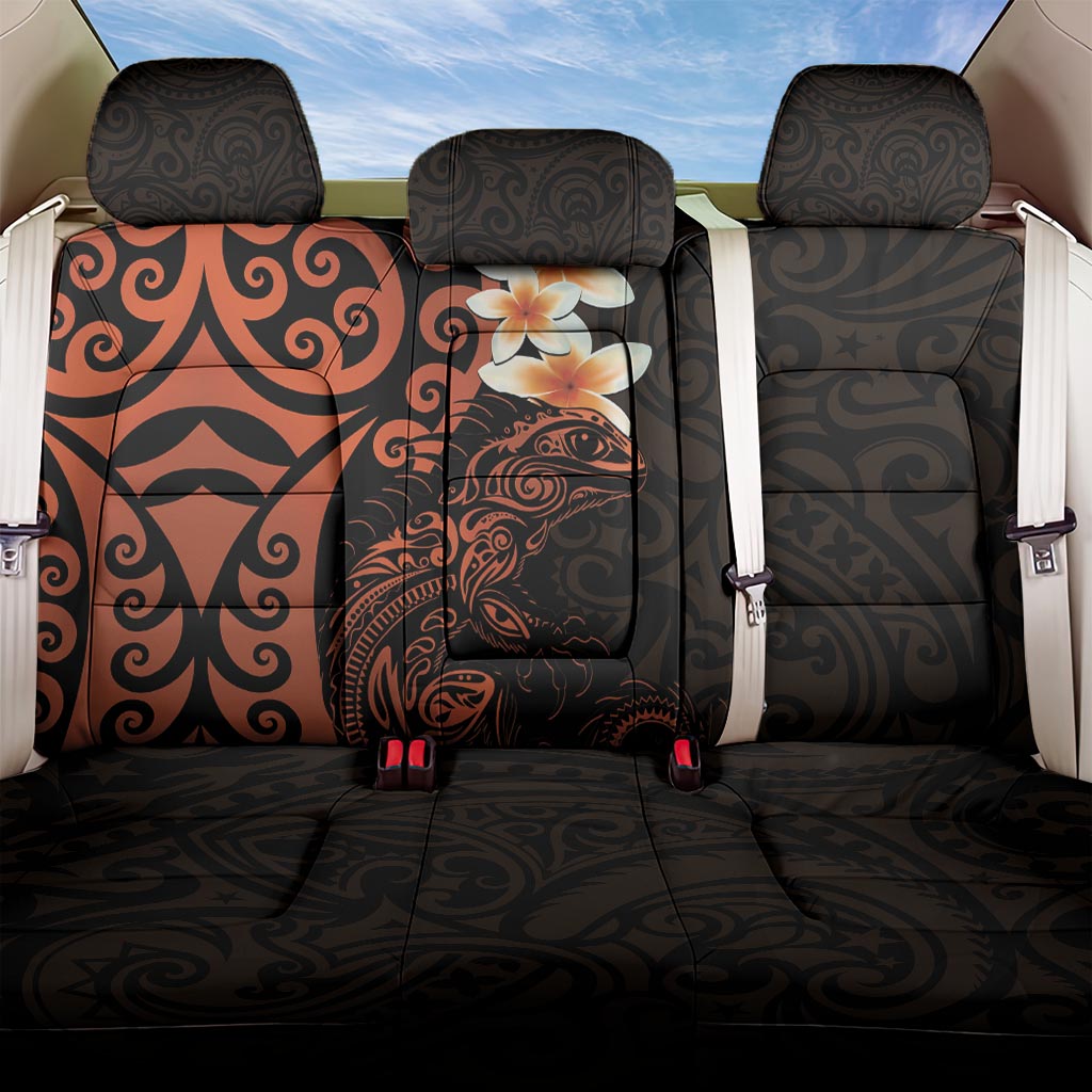 New Zealand Tuatara Plumeria Back Car Seat Cover Maori Orange Koru Tribal Tattoo