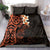 New Zealand Tuatara Plumeria Bedding Set Maori Orange Koru Tribal Tattoo