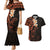 New Zealand Tuatara Plumeria Couples Matching Mermaid Dress and Hawaiian Shirt Maori Orange Koru Tribal Tattoo