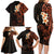 New Zealand Tuatara Plumeria Family Matching Long Sleeve Bodycon Dress and Hawaiian Shirt Maori Orange Koru Tribal Tattoo