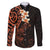 New Zealand Tuatara Plumeria Family Matching Long Sleeve Bodycon Dress and Hawaiian Shirt Maori Orange Koru Tribal Tattoo