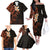 New Zealand Tuatara Plumeria Family Matching Off The Shoulder Long Sleeve Dress and Hawaiian Shirt Maori Orange Koru Tribal Tattoo