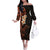 New Zealand Tuatara Plumeria Family Matching Off The Shoulder Long Sleeve Dress and Hawaiian Shirt Maori Orange Koru Tribal Tattoo