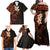 New Zealand Tuatara Plumeria Family Matching Off Shoulder Maxi Dress and Hawaiian Shirt Maori Orange Koru Tribal Tattoo