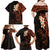 New Zealand Tuatara Plumeria Family Matching Off Shoulder Maxi Dress and Hawaiian Shirt Maori Orange Koru Tribal Tattoo