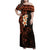 New Zealand Tuatara Plumeria Family Matching Off Shoulder Maxi Dress and Hawaiian Shirt Maori Orange Koru Tribal Tattoo