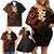 New Zealand Tuatara Plumeria Family Matching Off Shoulder Short Dress and Hawaiian Shirt Maori Orange Koru Tribal Tattoo