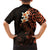 New Zealand Tuatara Plumeria Family Matching Short Sleeve Bodycon Dress and Hawaiian Shirt Maori Orange Koru Tribal Tattoo