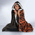 New Zealand Tuatara Plumeria Hooded Blanket Maori Orange Koru Tribal Tattoo