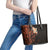 New Zealand Tuatara Plumeria Leather Tote Bag Maori Orange Koru Tribal Tattoo