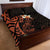 New Zealand Tuatara Plumeria Quilt Bed Set Maori Orange Koru Tribal Tattoo