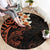 New Zealand Tuatara Plumeria Round Carpet Maori Orange Koru Tribal Tattoo