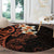 New Zealand Tuatara Plumeria Round Carpet Maori Orange Koru Tribal Tattoo