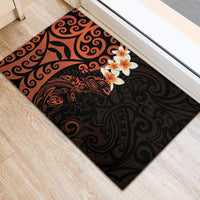 New Zealand Tuatara Plumeria Rubber Doormat Maori Orange Koru Tribal Tattoo