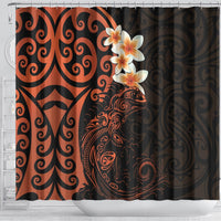 New Zealand Tuatara Plumeria Shower Curtain Maori Orange Koru Tribal Tattoo