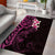 New Zealand Tuatara Plumeria Area Rug Maori Pink Koru Tribal Tattoo