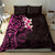 New Zealand Tuatara Plumeria Bedding Set Maori Pink Koru Tribal Tattoo