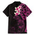 New Zealand Tuatara Plumeria Family Matching Long Sleeve Bodycon Dress and Hawaiian Shirt Maori Pink Koru Tribal Tattoo