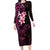 New Zealand Tuatara Plumeria Family Matching Long Sleeve Bodycon Dress and Hawaiian Shirt Maori Pink Koru Tribal Tattoo