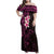 New Zealand Tuatara Plumeria Family Matching Off Shoulder Maxi Dress and Hawaiian Shirt Maori Pink Koru Tribal Tattoo