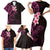 New Zealand Tuatara Plumeria Family Matching Short Sleeve Bodycon Dress and Hawaiian Shirt Maori Pink Koru Tribal Tattoo