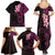 New Zealand Tuatara Plumeria Family Matching Summer Maxi Dress and Hawaiian Shirt Maori Pink Koru Tribal Tattoo