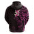 New Zealand Tuatara Plumeria Hoodie Maori Pink Koru Tribal Tattoo