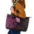 New Zealand Tuatara Plumeria Leather Tote Bag Maori Pink Koru Tribal Tattoo