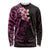 New Zealand Tuatara Plumeria Long Sleeve Shirt Maori Pink Koru Tribal Tattoo