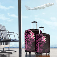 New Zealand Tuatara Plumeria Luggage Cover Maori Pink Koru Tribal Tattoo