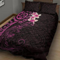 New Zealand Tuatara Plumeria Quilt Bed Set Maori Pink Koru Tribal Tattoo