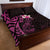 New Zealand Tuatara Plumeria Quilt Bed Set Maori Pink Koru Tribal Tattoo