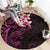 New Zealand Tuatara Plumeria Round Carpet Maori Pink Koru Tribal Tattoo