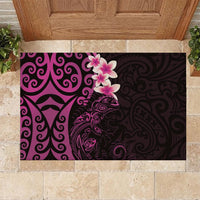 New Zealand Tuatara Plumeria Rubber Doormat Maori Pink Koru Tribal Tattoo