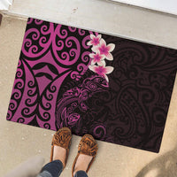 New Zealand Tuatara Plumeria Rubber Doormat Maori Pink Koru Tribal Tattoo